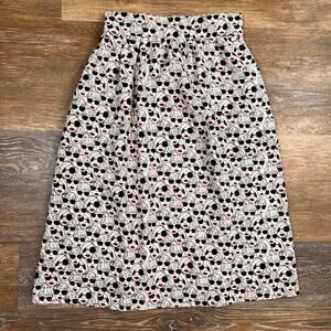 Anthropologie Porridge Skirt Fit and Flare Lined Face Getaway Print XS Black